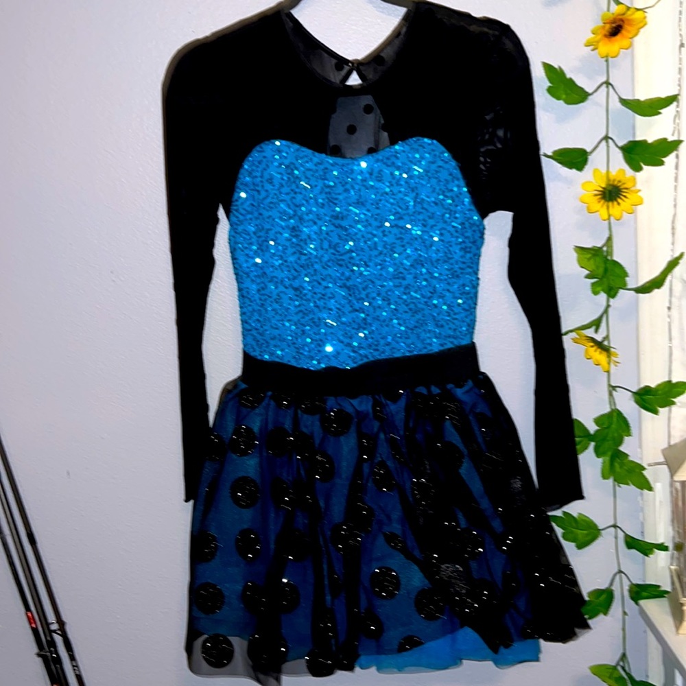 weissman dance costume, size medium, black and blue sparkly